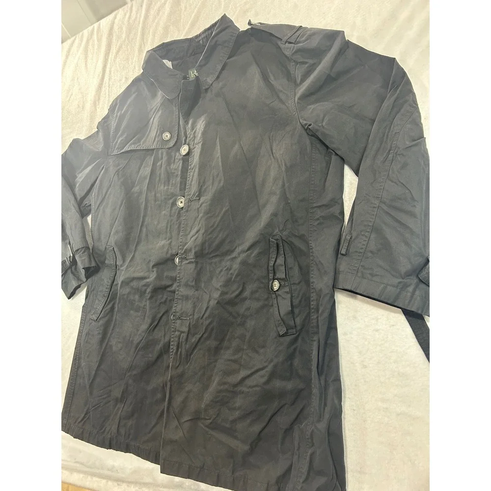 Lauren Ralph Lauren Mens Black Trench‎ Coat Button Front Jacket 46R
